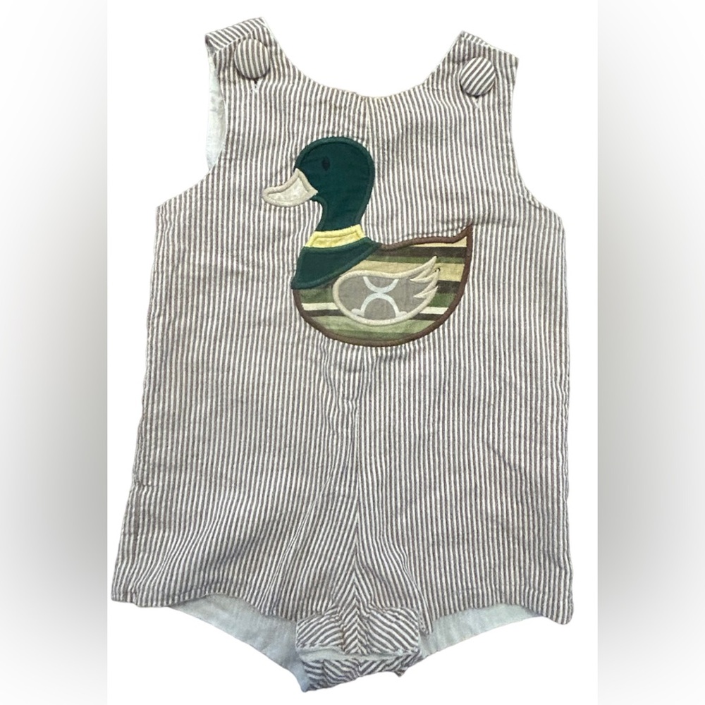 Natalie Grant Duck baby boys romper with pocket on back